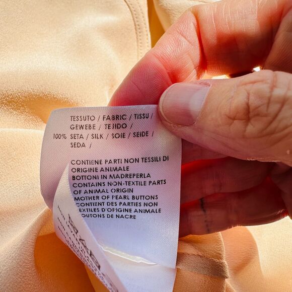 Stella McCartney Light Peach Silk Blouse Cream on Collar Button Placket Cuffs 42 - Picture 10 of 12